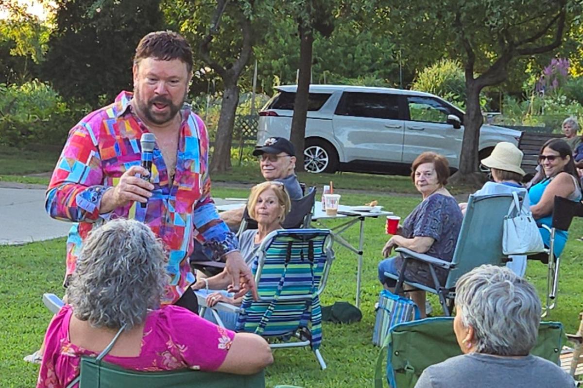 Julian Sings to the Audience at the 2025 Ridgefield Park Free Summer Concert Series