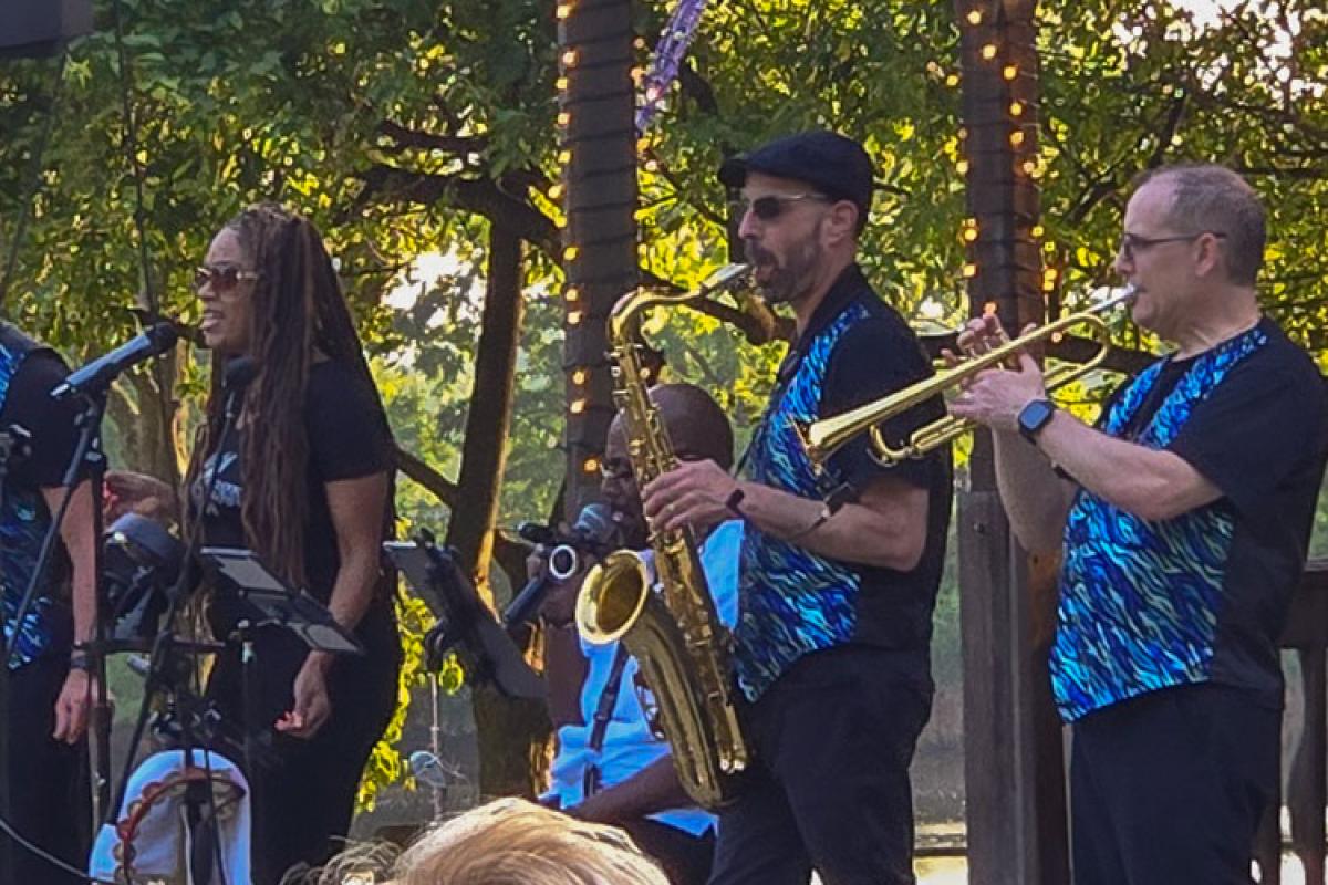 Epic Soul Horn Players and  Lead Singer at the Ridgefield Park Free Summer Concert Series