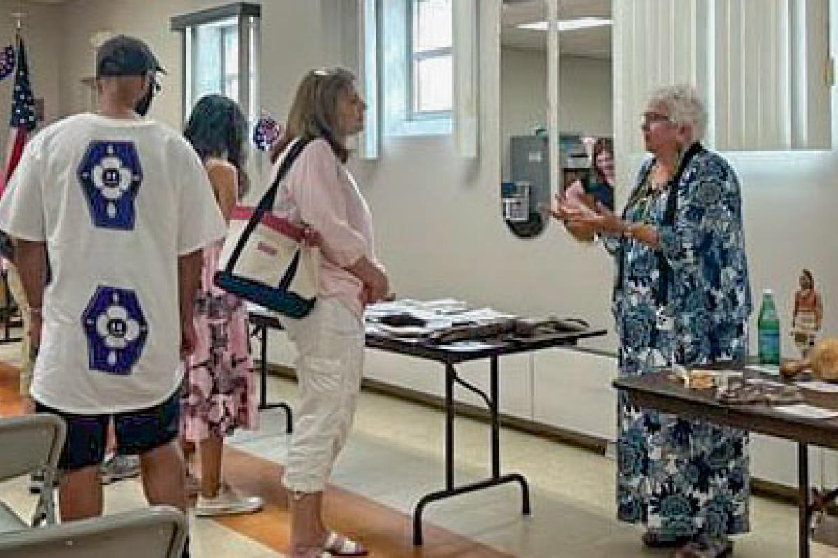 Carla Messinger takes time to answer questions about Lenape Lifeways
