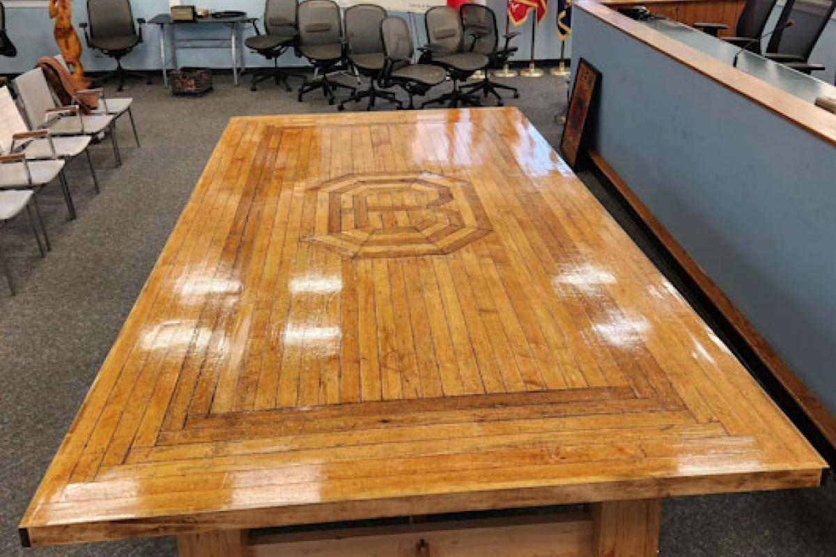 Floor from Overpeck Boat Club and VFW Post 277 is now a Conference Table in the Ridgefield Park Municipal Building