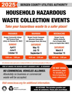 2025 Bergen County Utilities Authority Household Hazardous Waste Collection