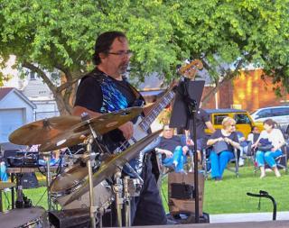 Epic Soul Band Bass Player performs at the June 11, 2025 Ridgefield Park Free Summer Concert Series