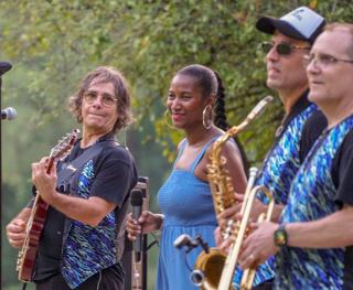 Members of the  Epic Soul Band perform at the July 31, 2024 Ridgefield Park Free Summer Concert Series