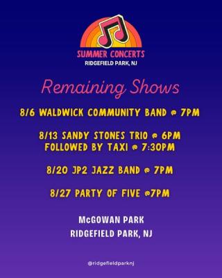Ridgefield Park's 2025 Final Four Free Concert Shows
